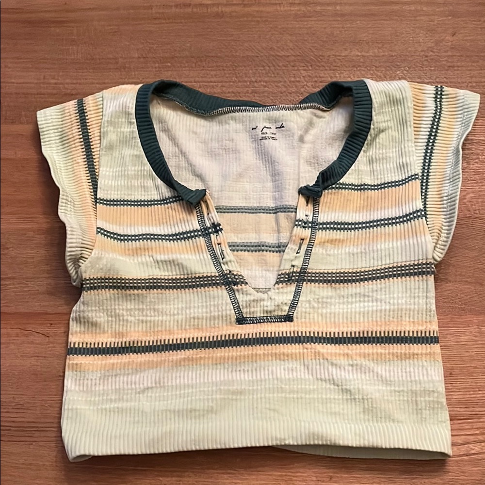 Urban Outfitters Striped Crop Top - Green and Yellow